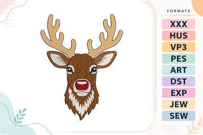 Reindeer Head with Antlers Christmas Embroidery Design Embroidery/Applique DESIGNS sg embroidery 