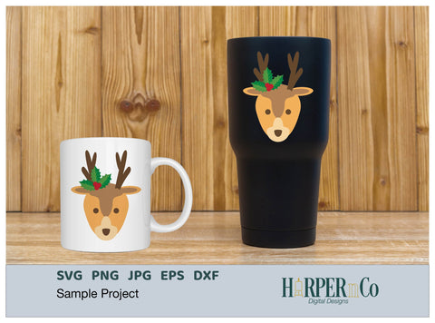 Reindeer Holly SVG PNG Cut EPS File SVG HarperNCo 