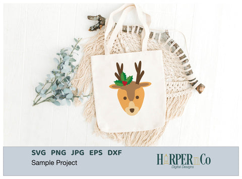 Reindeer Holly SVG PNG Cut EPS File SVG HarperNCo 