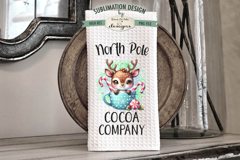 Reindeer in Pink and Blue Mug | Kitchen Towel Sublimation Sublimation Ewe-N-Me Designs 