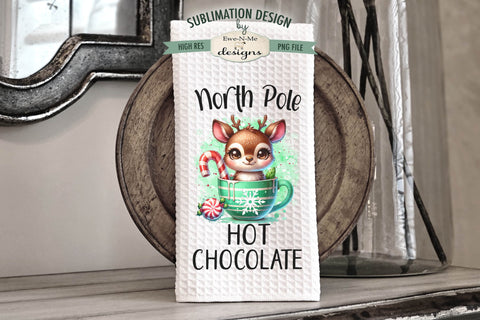 Reindeer in Red and Green Mug | Kitchen Towel Sublimation Sublimation Ewe-N-Me Designs 