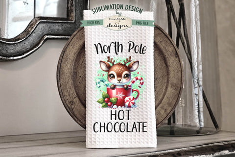 Reindeer in Red and Green Mug | Kitchen Towel Sublimation Sublimation Ewe-N-Me Designs 