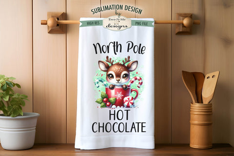 Reindeer in Red and Green Mug | Kitchen Towel Sublimation Sublimation Ewe-N-Me Designs 