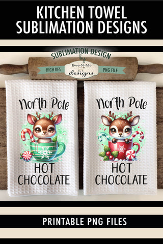 Reindeer in Red and Green Mug | Kitchen Towel Sublimation Sublimation Ewe-N-Me Designs 