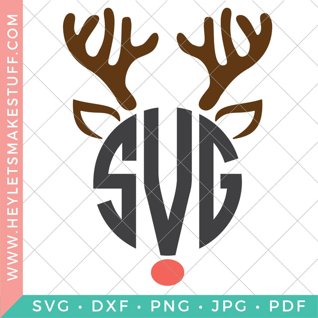 Reindeer Monogram SVG Hey Let's Make Stuff 