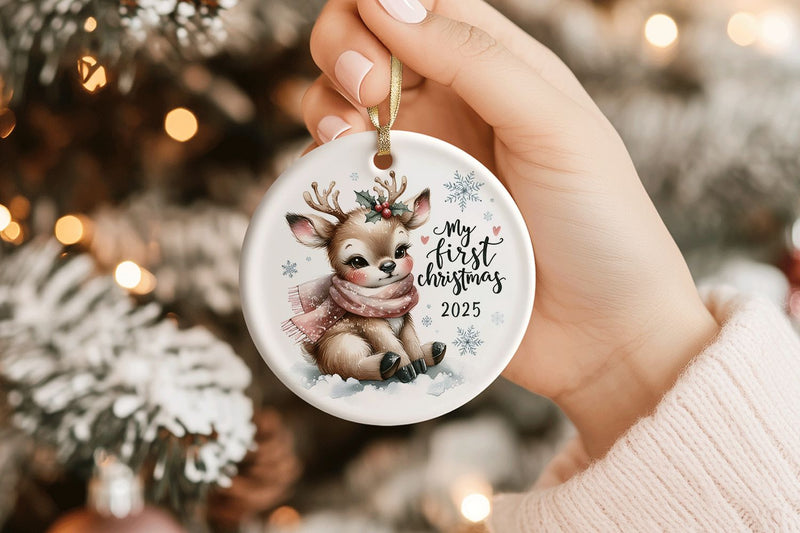 Reindeer My First Christmas 2025 Ornament PNG Sublimation BijouBay 