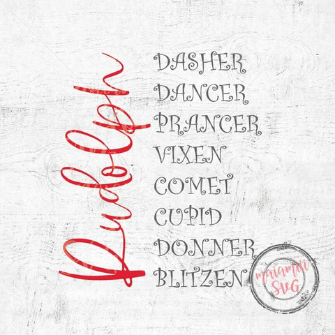 Reindeer Names Svg, Santas Reindeer Svg, Rudolph Svg, Reindeer Names Sign, Rudolph Reindeer Svg, Christmas Deer Svg SVG MaiamiiiSVG 