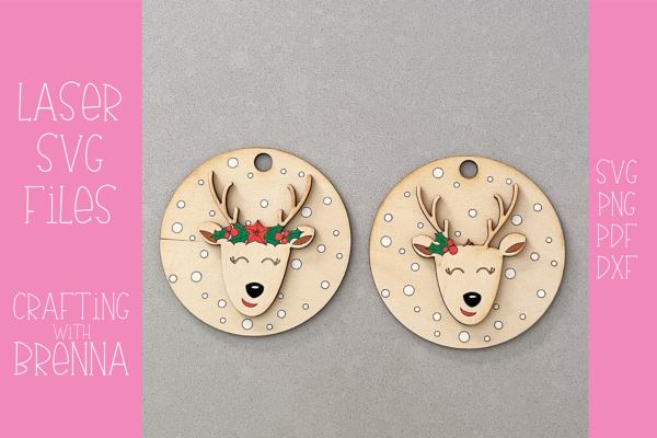Reindeer Ornament Laser SVG File SVG Crafting With Brenna 