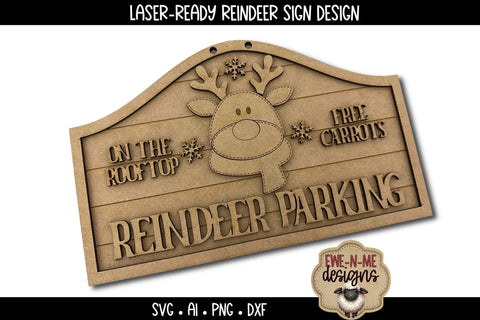 Reindeer Parking Sign Holiday Laser Ready SVG | Laser Cut File SVG Ewe-N-Me Designs 