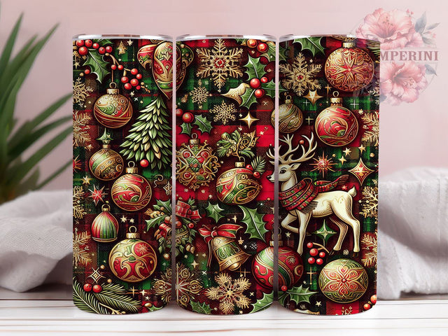 Reindeer Plaid Christmas 20oz Tumbler Wrap, Reindeer Plaid Design, 20oz Sublimation, Holiday Drinkware, Unique Gift Idea, Festive Tumbler Pattern, Winter Themed Tumbler Sublimation Li Zamperini 