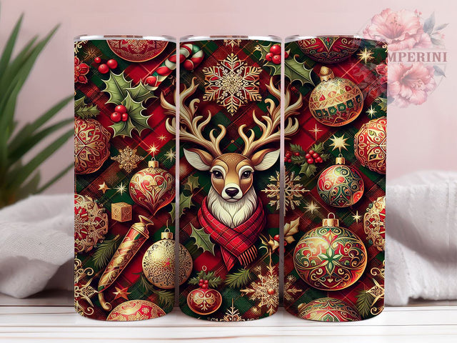 Reindeer Plaid Christmas 20oz Tumbler Wrap, Reindeer Plaid Design, 20oz Sublimation, Holiday Drinkware, Unique Gift Idea, Festive Tumbler Pattern, Winter Themed Tumbler Sublimation Li Zamperini 