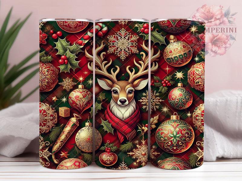 Reindeer Plaid Christmas 20oz Tumbler Wrap, Reindeer Plaid Design, 20oz Sublimation, Holiday Drinkware, Unique Gift Idea, Festive Tumbler Pattern, Winter Themed Tumbler Sublimation Li Zamperini 