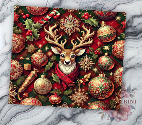 Reindeer Plaid Christmas 20oz Tumbler Wrap, Reindeer Plaid Design, 20oz Sublimation, Holiday Drinkware, Unique Gift Idea, Festive Tumbler Pattern, Winter Themed Tumbler Sublimation Li Zamperini 