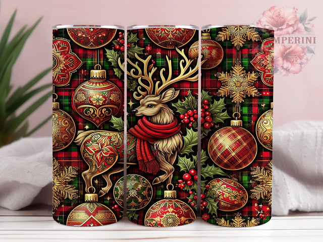 Reindeer Plaid Christmas 20oz Tumbler Wrap, Reindeer Plaid Design, 20oz Sublimation, Holiday Drinkware, Unique Gift Idea, Festive Tumbler Pattern, Winter Themed Tumbler Sublimation Li Zamperini 