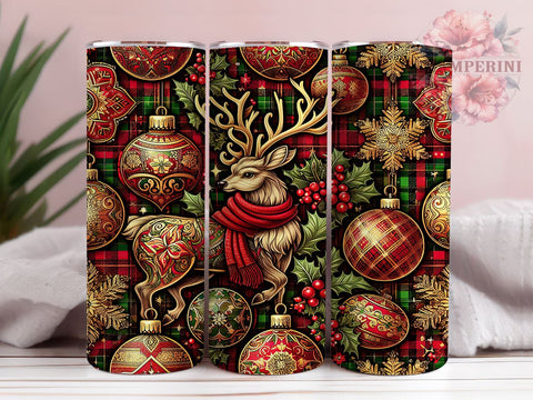 Reindeer Plaid Christmas 20oz Tumbler Wrap, Reindeer Plaid Design, 20oz Sublimation, Holiday Drinkware, Unique Gift Idea, Festive Tumbler Pattern, Winter Themed Tumbler Sublimation Li Zamperini 