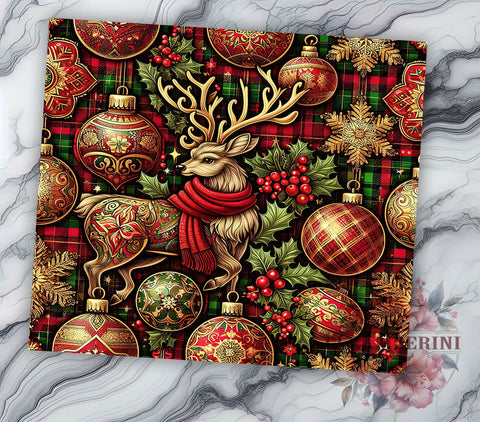 Reindeer Plaid Christmas 20oz Tumbler Wrap, Reindeer Plaid Design, 20oz Sublimation, Holiday Drinkware, Unique Gift Idea, Festive Tumbler Pattern, Winter Themed Tumbler Sublimation Li Zamperini 