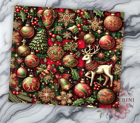 Reindeer Plaid Christmas 20oz Tumbler Wrap, Reindeer Plaid Design, 20oz Sublimation, Holiday Drinkware, Unique Gift Idea, Festive Tumbler Pattern, Winter Themed Tumbler Sublimation Li Zamperini 