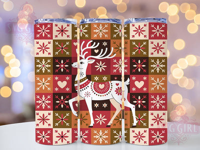 Reindeer Plaid Christmas Tumbler, Festive Holiday Wrap, Plaid Sublimation Design, 20oz Christmas Reindeer Tumbler, Whimsical Holiday Mug, Cozy Plaid Cup, Rustic Christmas Art Sublimation SvggirlplusArt 