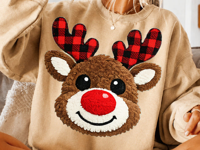 Reindeer Png, Rudolph Clipart, Retro Christmas Png, Cute Rudolpg Png, Kids Christmas Png, Sequin Christmas PNG SVG DesignDestine 
