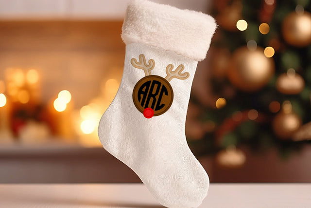 Reindeer Round Monogram Frame Applique Embroidery Embroidery/Applique DESIGNS Designed by Geeks 