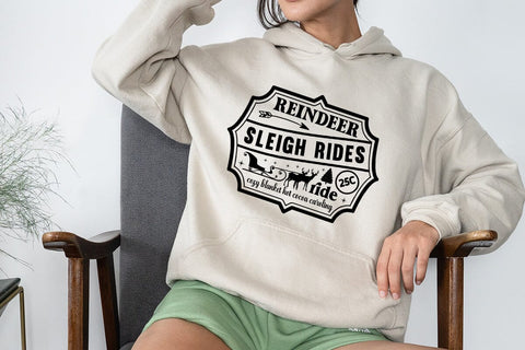 Reindeer sleigh rides 25c ride cozy blanket hot cocoa caroling SVG Angelina750 