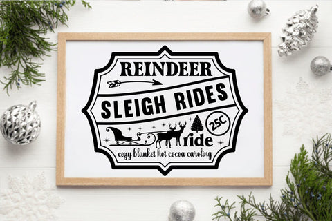 Reindeer sleigh rides 25c ride cozy blanket hot cocoa caroling SVG Angelina750 