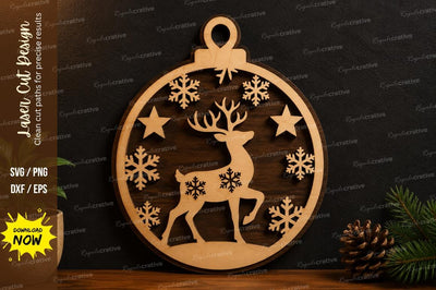 Reindeer Snowflake Ornament Laser Cut SVG Design SVG Regulrcrative 