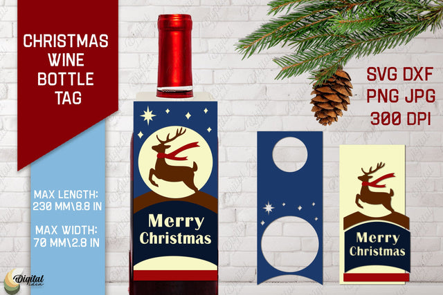 Reindeer SVG. Christmas Wine Bottle Tags. Gift Tags SVG 3D Paper Evgenyia Guschina 
