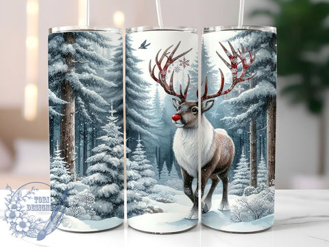 Reindeer Tumbler, Christmas Tumbler, Woodland Decor, 20oz Tumbler, Holiday Gift, Sublimation Design, Rustic Christmas, Winter Mug Sublimation ToriDesigns 