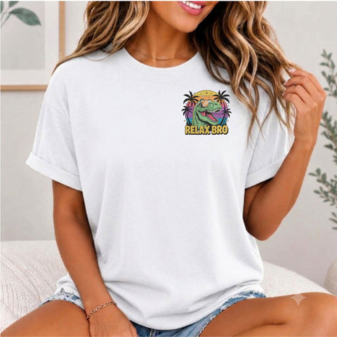 Relax Bro T-Rex Embroidery Design – Funny Dinosaur Sunglasses Retro Tropical Machine Embroidery File Embroidery/Applique DESIGNS PatternFeed8 