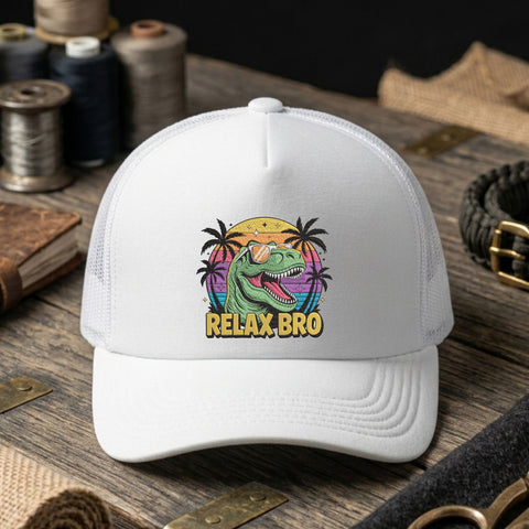 Relax Bro T-Rex Embroidery Design – Funny Dinosaur Sunglasses Retro Tropical Machine Embroidery File Embroidery/Applique DESIGNS PatternFeed8 