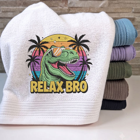 Relax Bro T-Rex Embroidery Design – Funny Dinosaur Sunglasses Retro Tropical Machine Embroidery File Embroidery/Applique DESIGNS PatternFeed8 
