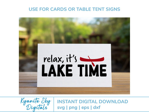 Relax It's Lake Time SVG phrase with canoe SVG Kyanite Sky Digitals 