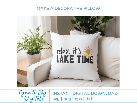 Relax It's Lake Time SVG phrase with sun SVG Kyanite Sky Digitals 