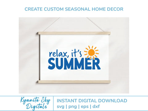 Relax It's Summer SVG summer quote with sun for shirt or decor SVG Kyanite Sky Digitals 