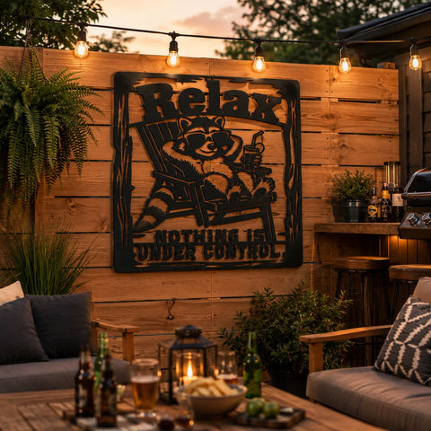 Relax Nothing Is Under Control Raccoon Laser SVG | Funny Raccoon DXF | Laser Cut File | CNC Plasma Cut Design | Metal Wall Art Svg Everbee logo Analyze listing SVG HappyDesignStudio 