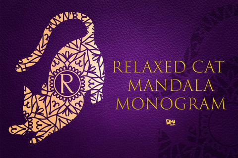 Relaxed Cat Mandala Monogram Font Dm Letter Studio 