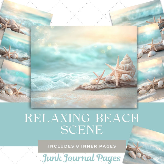 Relaxing Beach Junk Journal Paper | Printable Junk Journal Pages SVG Paige Cole Studio 