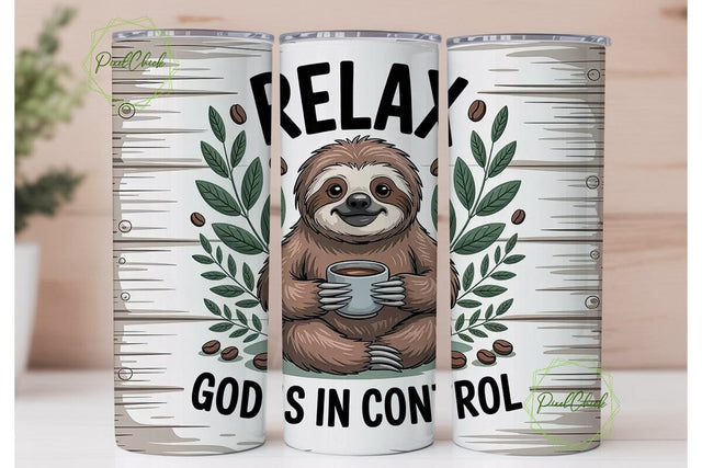 Relaxing Sloth 20oz Tumbler Wrap Sublimation PixelChick 