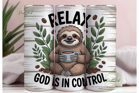 Relaxing Sloth 20oz Tumbler Wrap Sublimation PixelChick 