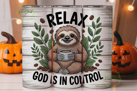 Relaxing Sloth 20oz Tumbler Wrap Sublimation PixelChick 