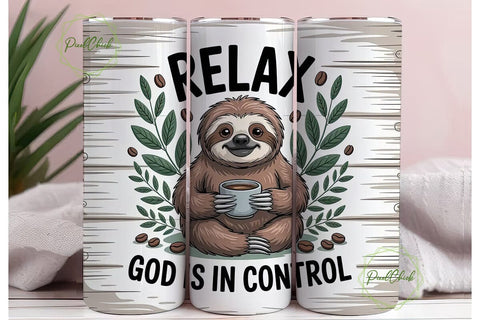 Relaxing Sloth 20oz Tumbler Wrap Sublimation PixelChick 