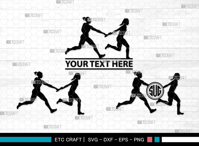 Relay Runners Monogram, Relay Runners Silhouette, Relay Runners SVG, Sports Svg, Female Runners Svg, Male Runners Svg, Exercise Svg, Athletic Runners Svg, SB00550 SVG ETC Craft 