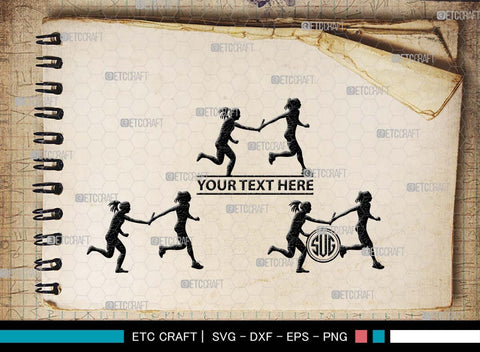 Relay Runners Monogram, Relay Runners Silhouette, Relay Runners SVG, Sports Svg, Female Runners Svg, Male Runners Svg, Exercise Svg, Athletic Runners Svg, SB00550 SVG ETC Craft 