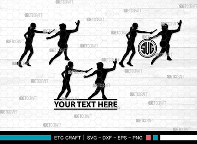 Relay Runners Monogram, Relay Runners Silhouette, Relay Runners SVG, Sports Svg, Female Runners Svg, Male Runners Svg, Exercise Svg, Athletic Runners Svg, SB00550 SVG ETC Craft 