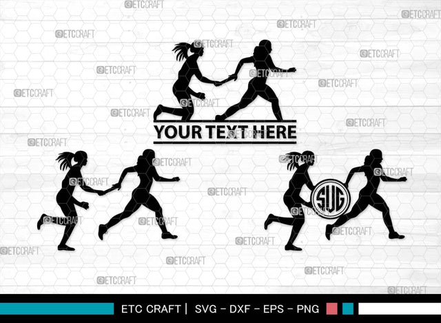 Relay Runners Monogram, Relay Runners Silhouette, Relay Runners SVG, Sports Svg, Female Runners Svg, Male Runners Svg, Exercise Svg, Athletic Runners Svg, SB00550 SVG ETC Craft 