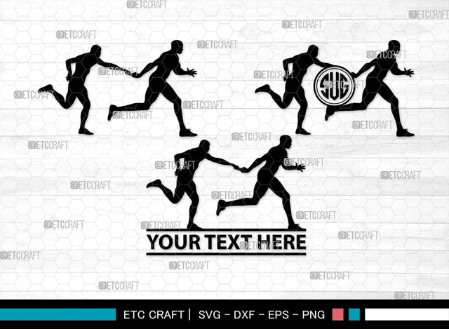 Relay Runners Monogram, Relay Runners Silhouette, Relay Runners SVG, Sports Svg, Female Runners Svg, Male Runners Svg, Exercise Svg, Athletic Runners Svg, SB00550 SVG ETC Craft 