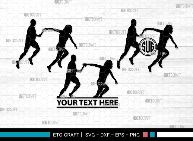 Relay Runners Monogram, Relay Runners Silhouette, Relay Runners SVG, Sports Svg, Female Runners Svg, Male Runners Svg, Exercise Svg, Athletic Runners Svg, SB00550 SVG ETC Craft 