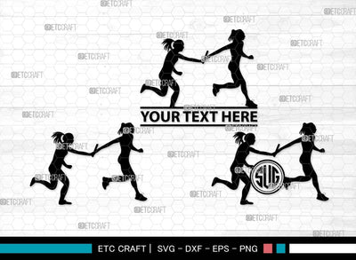 Relay Runners Monogram, Relay Runners Silhouette, Relay Runners SVG, Sports Svg, Female Runners Svg, Male Runners Svg, Exercise Svg, Athletic Runners Svg, SB00550 SVG ETC Craft 
