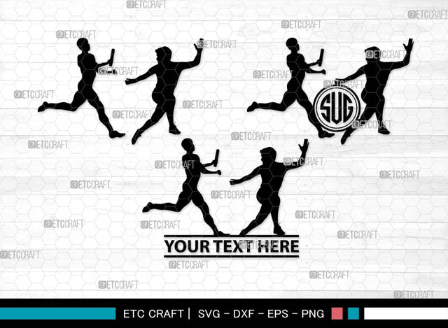 Relay Runners Monogram, Relay Runners Silhouette, Relay Runners SVG, Sports Svg, Female Runners Svg, Male Runners Svg, Exercise Svg, Athletic Runners Svg, SB00550 SVG ETC Craft 